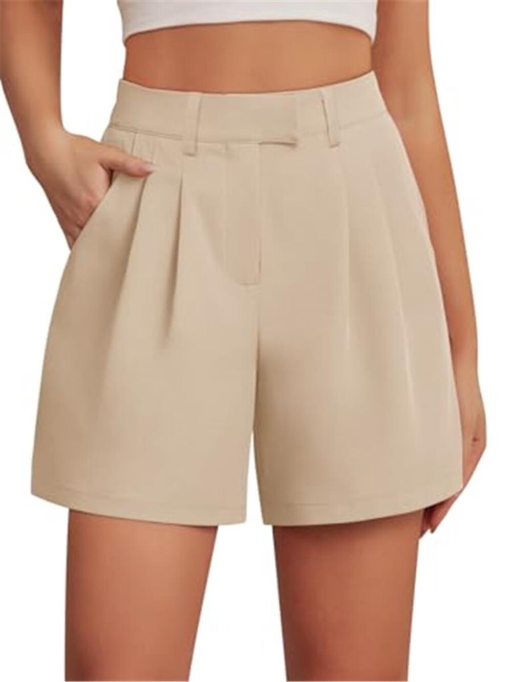 Women's Wide Leg Tailored Shorts High Waist Elastic Waist Dressy Summer Shorts
